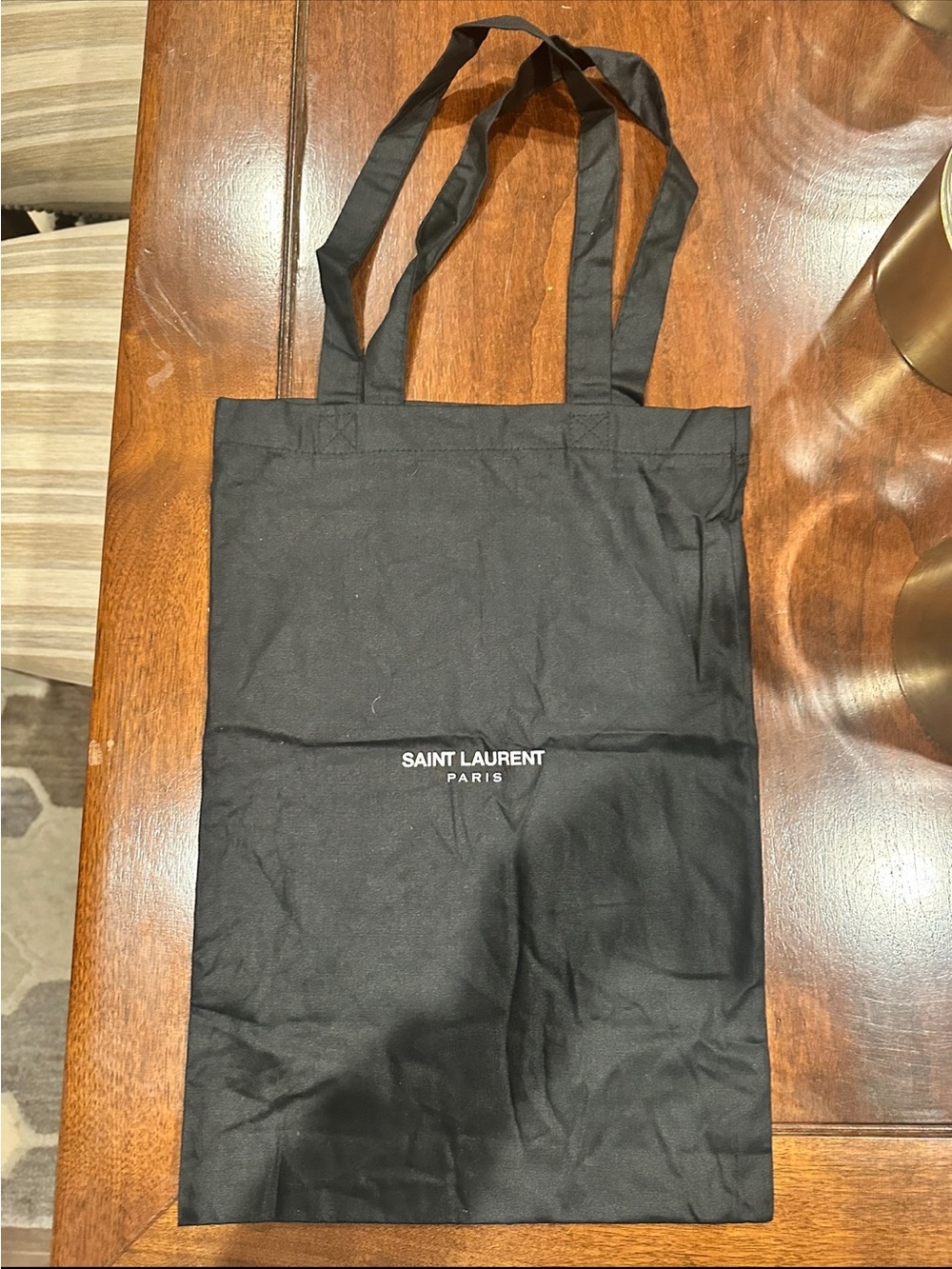 Saint Laurent Black Cotton Blend Shopper Tote with White Logo
